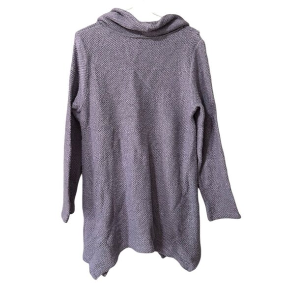 Soft Surroundings Breakwater Tunic Sweater Women Sz Medium Purple Knit Cowl Neck - Picture 2 of 12